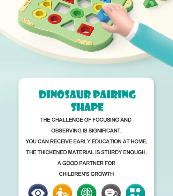 Dinosaurs Collide, Geometric Shapes Pair, Puzzle Thinking Training, Parent-Child Early Education, Interactive Tabletop Game Toys - Image 10