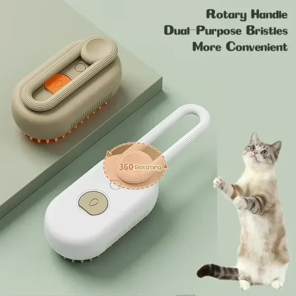 Steamy Dog Brush Electric Spray Cat Hair Brush 3 in1 Dog Steamer Brush for Massage Pet Grooming Removing Tangled and Loose Hair - Image 3