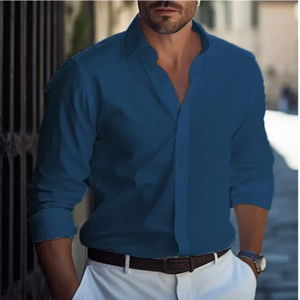 2024 Men's Shirts Formal Shirts Light Blue Black White Long Sleeves F Lapel Spring Autumn Business Casual Clothing Oversized 6XL - Image 16