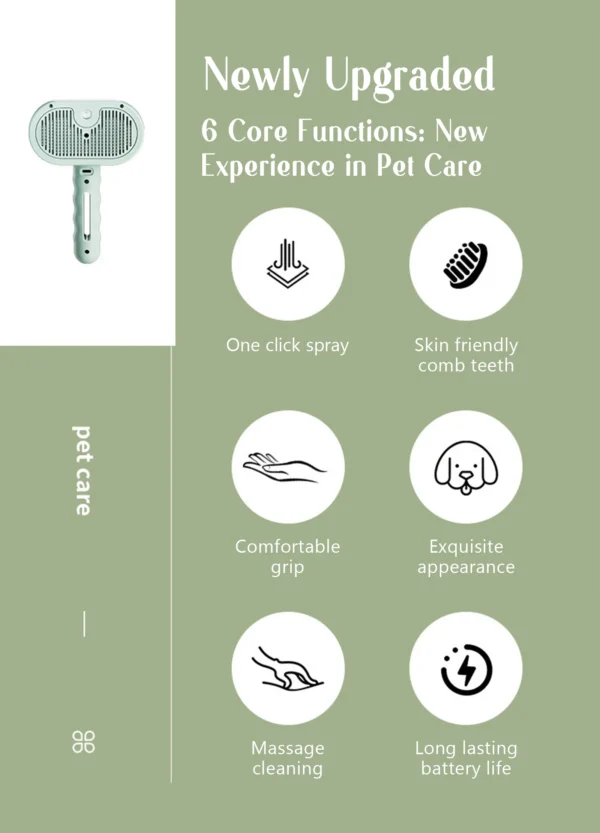 Dog Comb Pet Steam Massage Brush Safe Round Head Soft Teeth Spray Hair Removal Comb for Dog Universal for Cats Dogs Accessories - Image 12