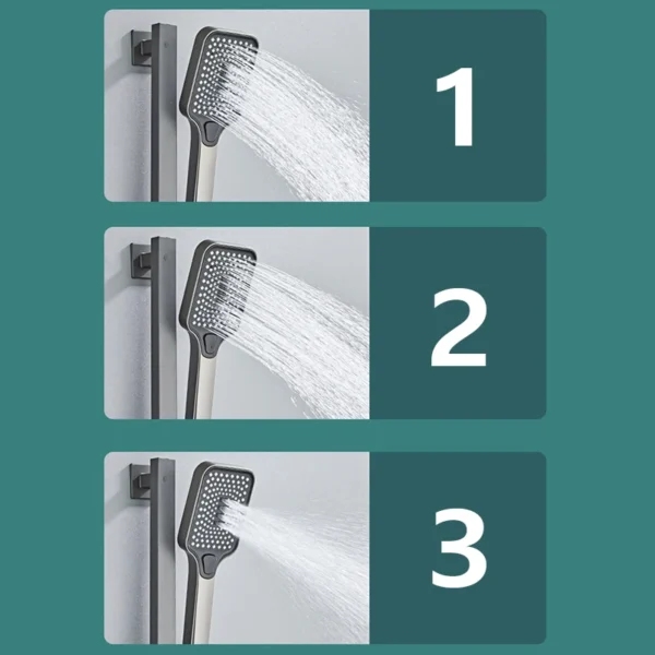 New Design Gun Grey Bathroom Shower System Set Piano Keys Brass LED Digital Shower Faucet Bath Hot and Cold Mixer Shower Tap Set - Image 3