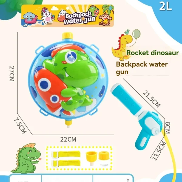 New Summer Cartoon Animal Backpack Water Gun Large Capacity Pull out Water Gun Fighting Children's Water Gun Toy - Image 7