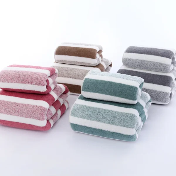 1 pcs Striped Face Towel 35x75cm For Bathroom Or Soft And Absorbent Quick-Drying Experience Microfiber Bath Towel 70x140cm - Image 15