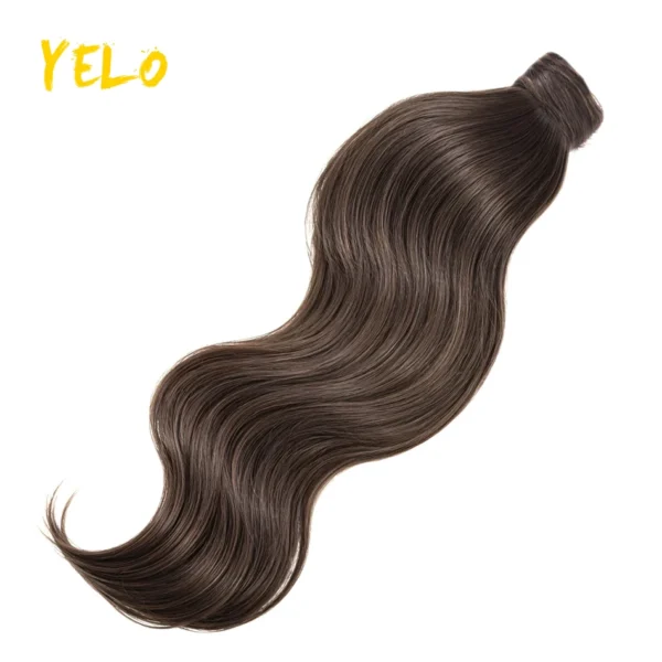 Yelo Ponytail Human Hair Extension Body Wave Wrap Around Ponytail Extension Remy Hair Blond Wavy Natural Black Curly Ponytail - Image 14