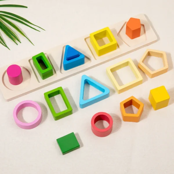 Montessori Wooden Sorting Stacking Toys Geometric Building Blocks Educational Toys Color Shape Recognition Puzzle Christmas Gift