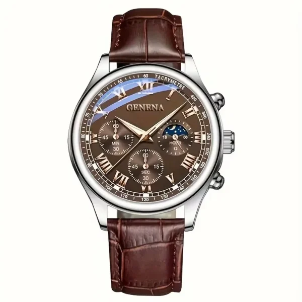 GENEVA High Quality Men's Luxury Belt Fashion Quartz Watch Men Round Business Student Sport Waterproof Glow Clock - Image 8