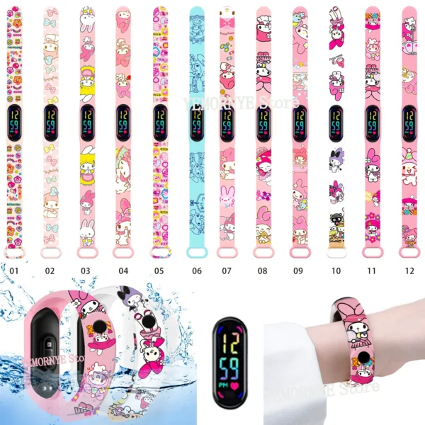 12PCS Stitch Children Watches Girls Waterproof Sport Touch Screen Watch for Women Waterproof Digital Clock Bracelet Gifts Toys - Image 38
