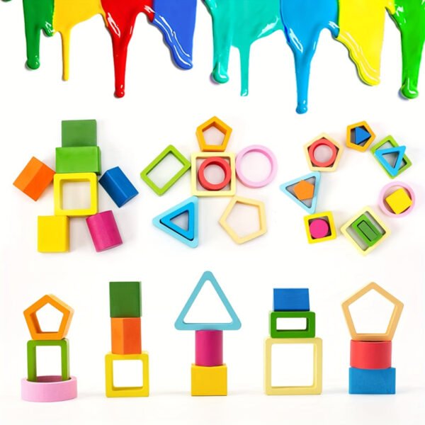 Montessori Wooden Sorting Stacking Toys Geometric Building Blocks Educational Toys Color Shape Recognition Puzzle Christmas Gift - Image 9